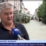 Przewodniczący Regionu Płockiego NSZZ „Solidarność” Andrzej Burnat w wywiadzie dla TVP3 Kurier Mazowiecki