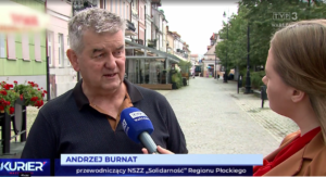 Przewodniczący Regionu Płockiego NSZZ „Solidarność” Andrzej Burnat w wywiadzie dla TVP3 Kurier Mazowiecki